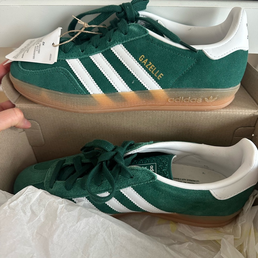 Adidas Gazelle Indoor Green and White Shoes